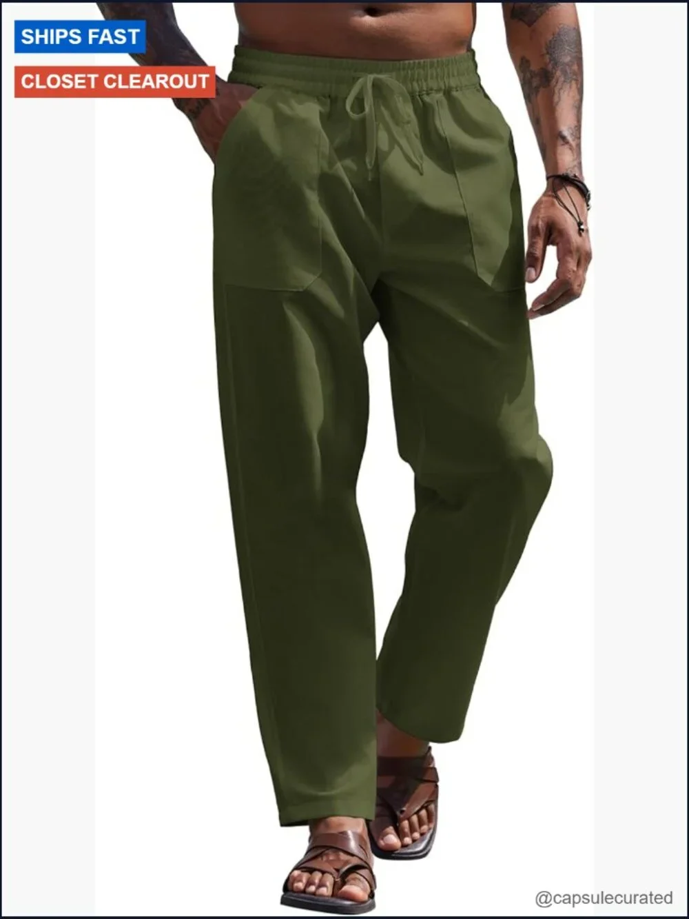 Lightweight Linen Pants Elastic Waist Drawstring Yoga Summer Trousers